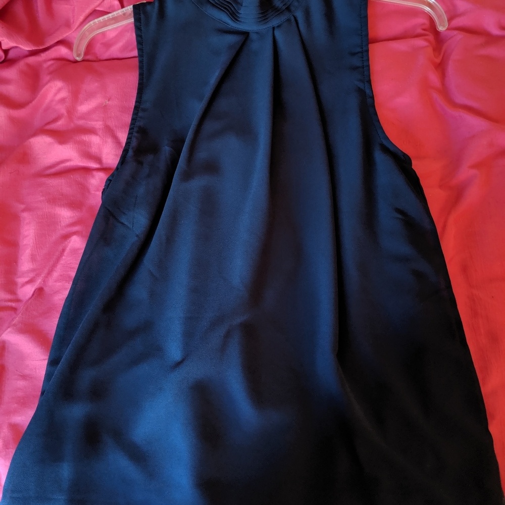 Navy high collar tank top